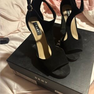 DKNY Black Stiletto Heels with Ankle Strap